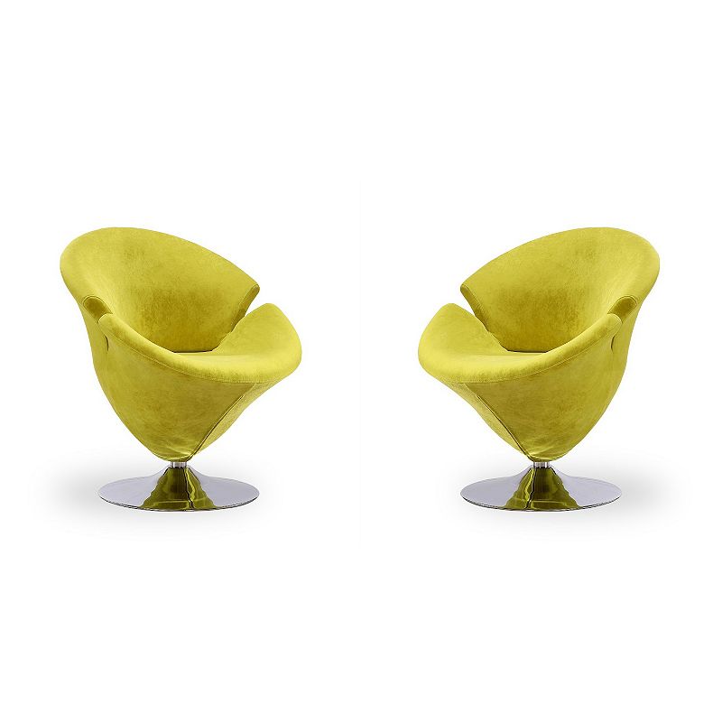MANHATTAN COMFORT Tulip Swivel Accent Chair 2-piece Set, Green