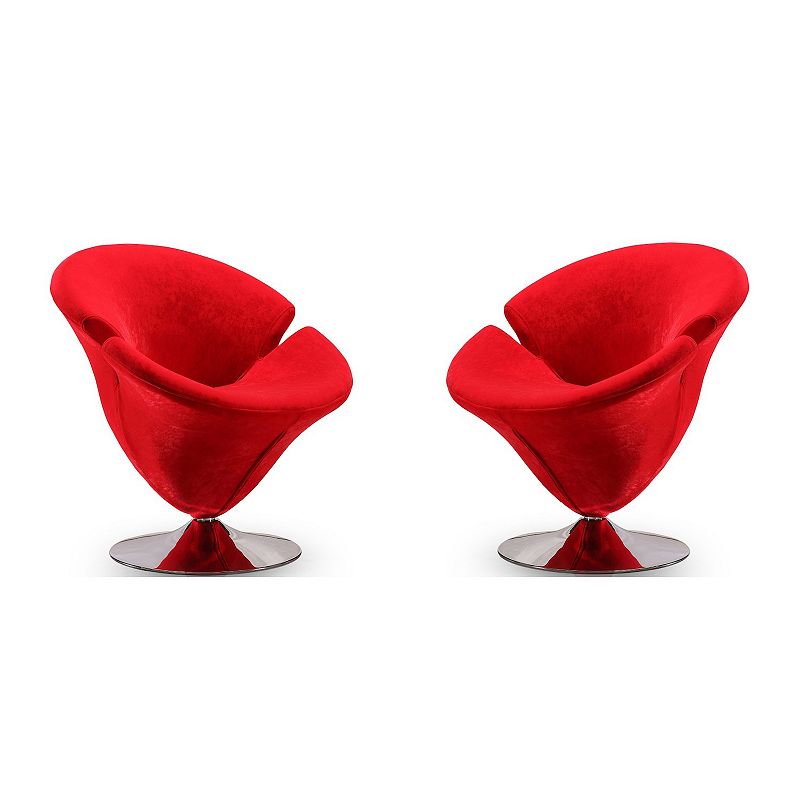 MANHATTAN COMFORT Tulip Swivel Accent Chair 2-piece Set, Red