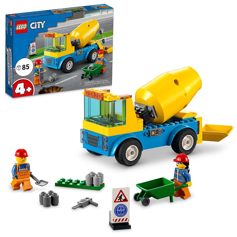LEGO City Cement Mixer Truck 60325 Building Kit (85 Pieces), Multicolor