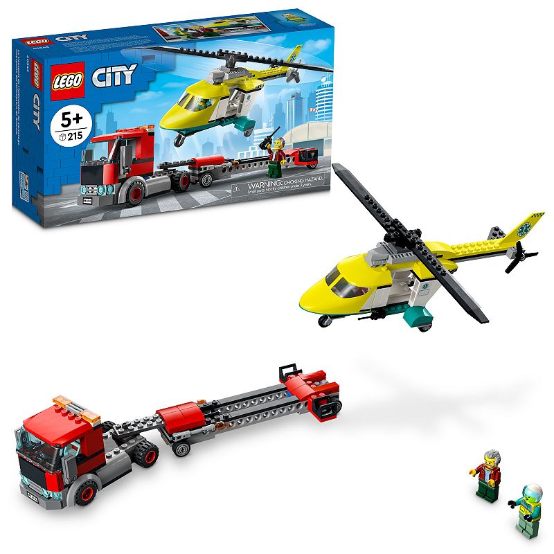 LEGO City Rescue Helicopter Transport 60343 Building Kit (215 Pieces), Mult