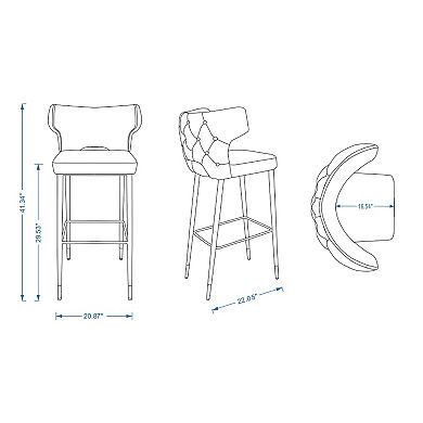 MANHATTAN COMFORT Holguin Faux-Leather Bar Stool 3-Piece Set