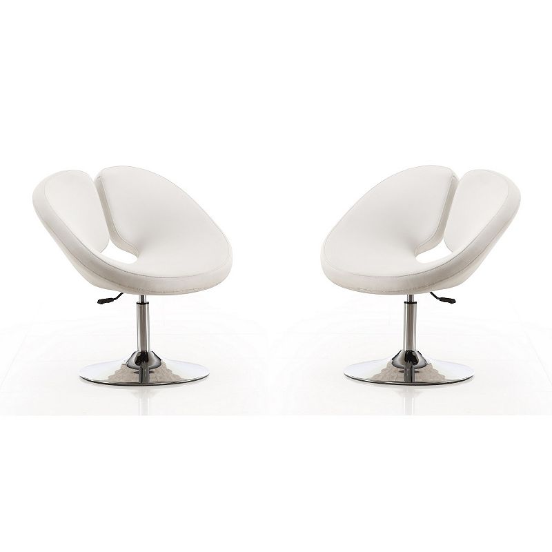 MANHATTAN COMFORT Perch Adjustable Accent Chair 2-piece Set, White