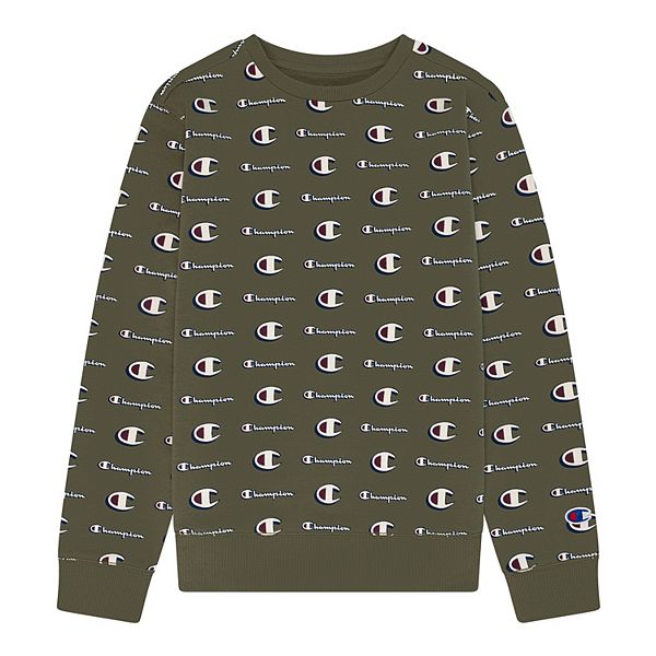 Boys 8-20 Champion® Allover Print Fleece Crew Sweatshirt