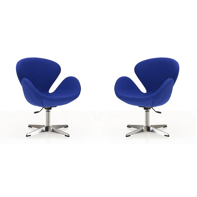 MANHATTAN COMFORT Adjustable Swivel Accent Chair 2-piece Set, Blue
