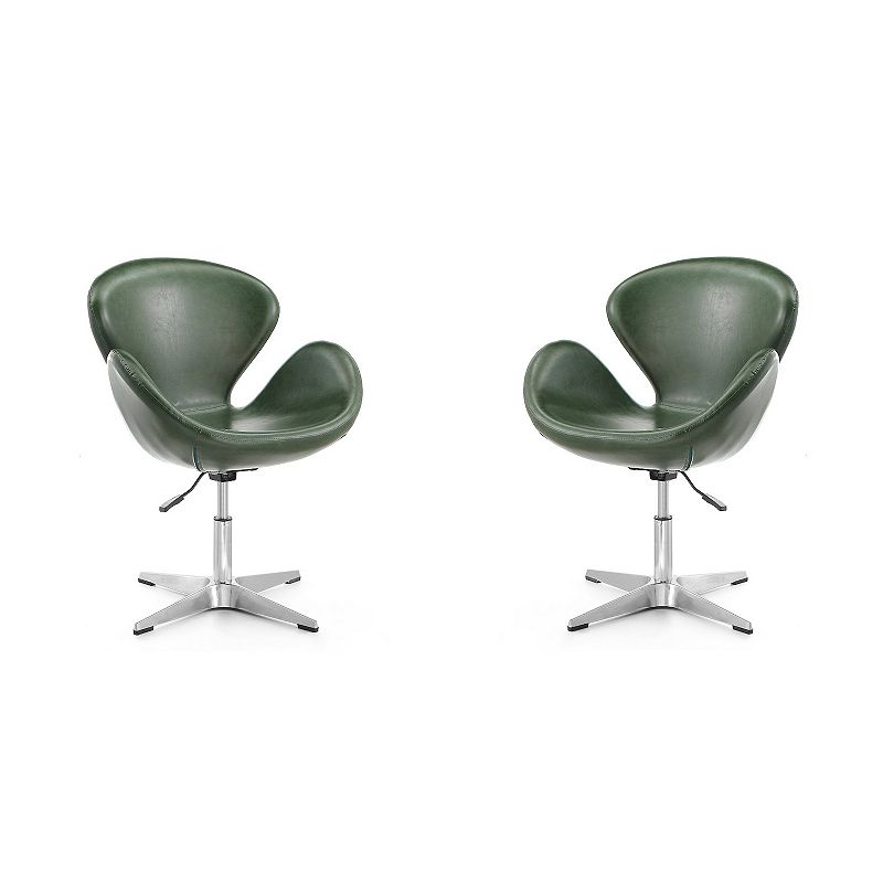 MANHATTAN COMFORT Adjustable Swivel Accent Chair 2-piece Set, Green