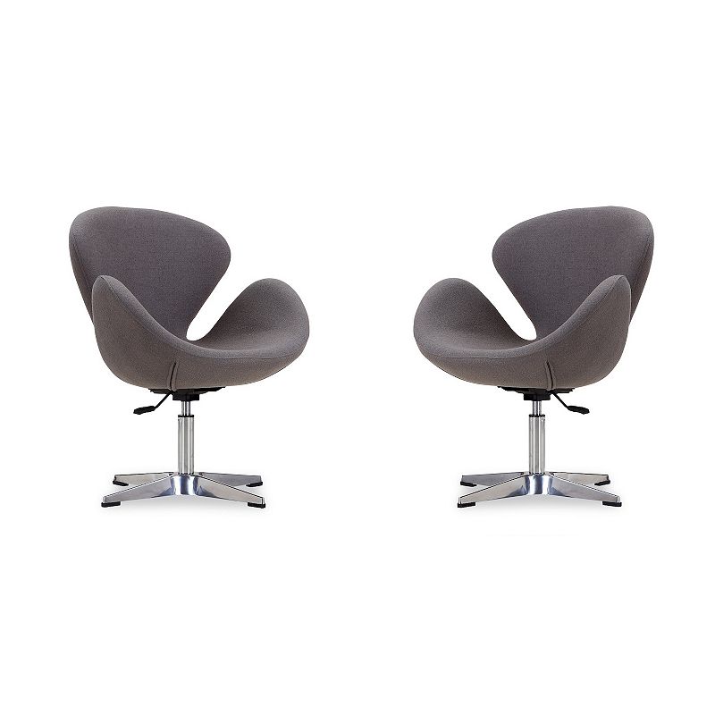 MANHATTAN COMFORT Adjustable Swivel Accent Chair 2-piece Set, Grey