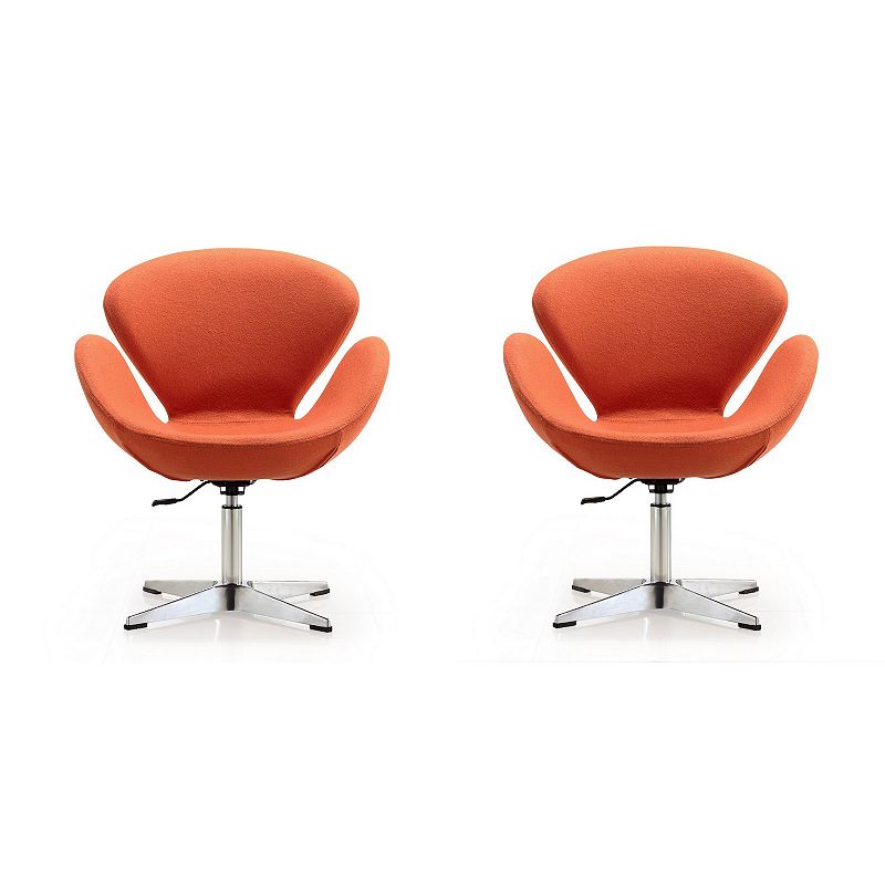 MANHATTAN COMFORT Adjustable Swivel Accent Chair 2-piece Set, Orange