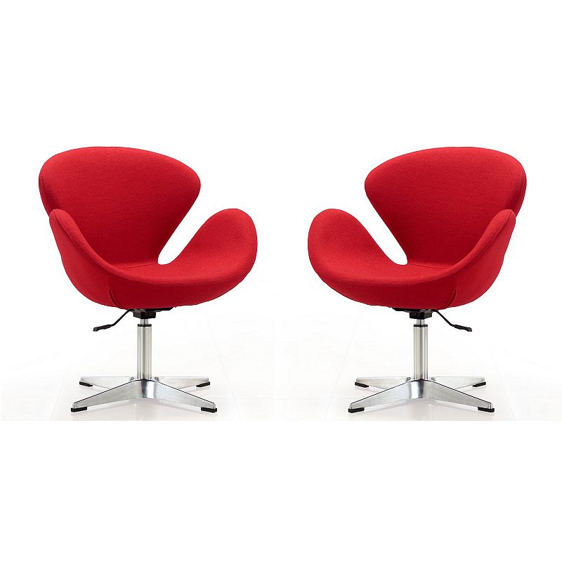 MANHATTAN COMFORT Adjustable Swivel Accent Chair 2-piece Set, Red