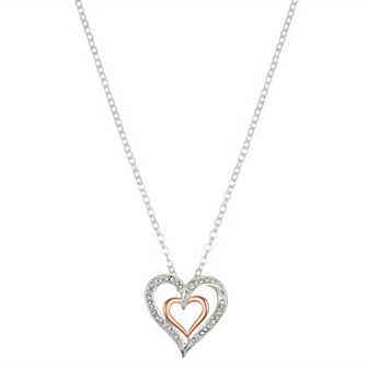 Brilliance Two Tone Preciosa Crystal Double Heart Necklace