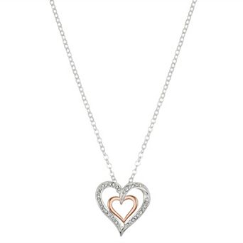 Brilliance Two Tone Preciosa Crystal Double Heart Necklace