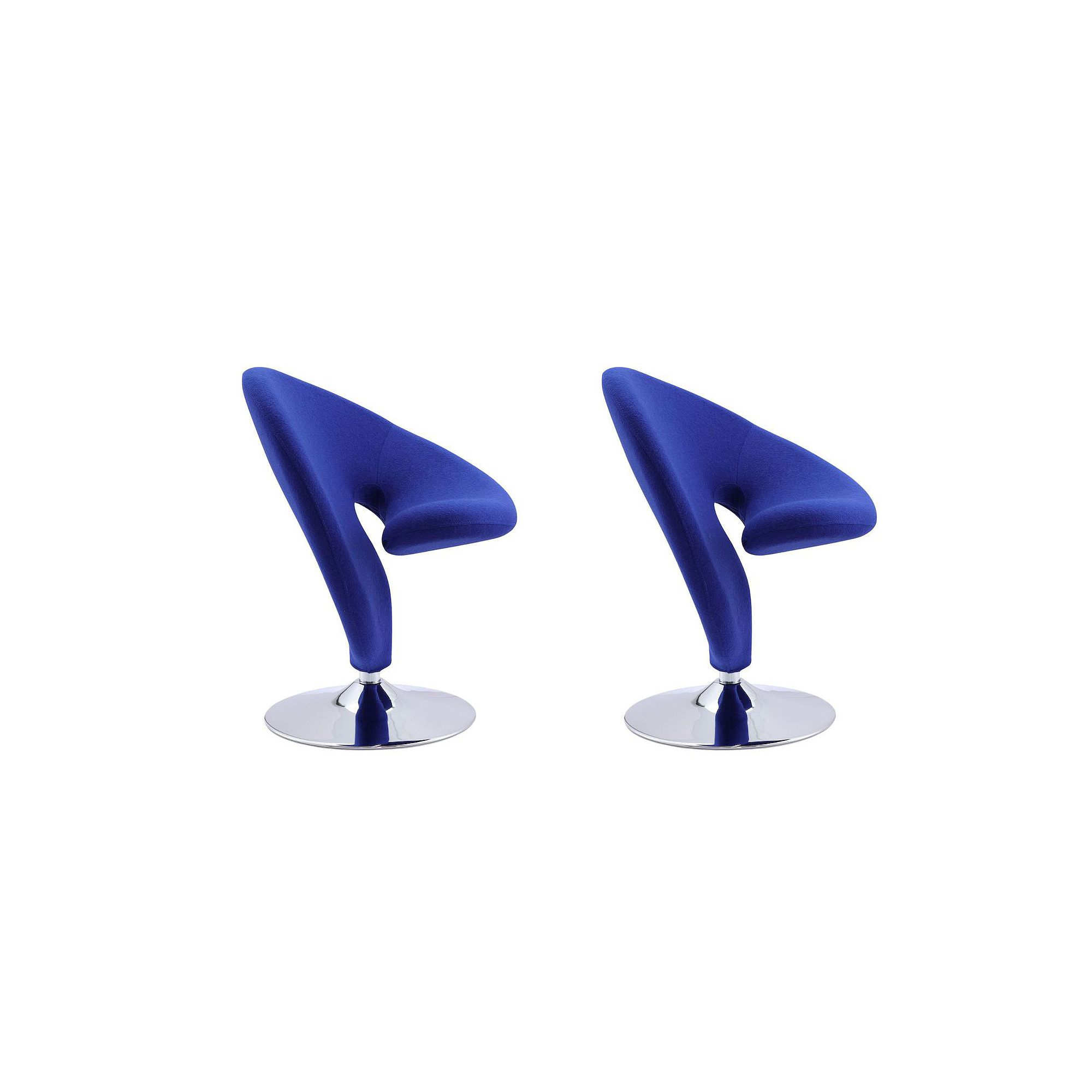 MANHATTAN COMFORT Curl Swivel Accent Chair 2-piece Set, Blue Polished Grey