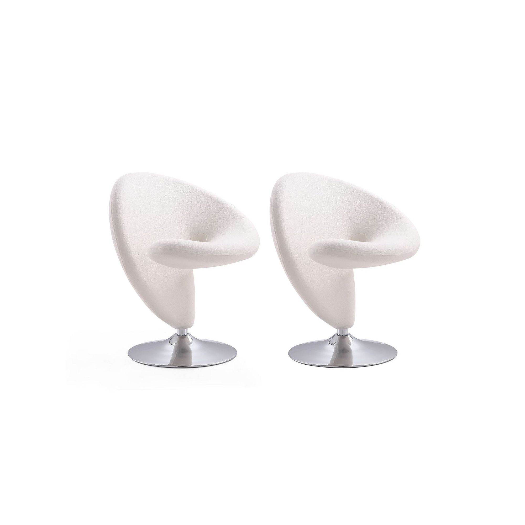 MANHATTAN COMFORT Curl Swivel Accent Chair 2-piece Set, Cream Polished Grey
