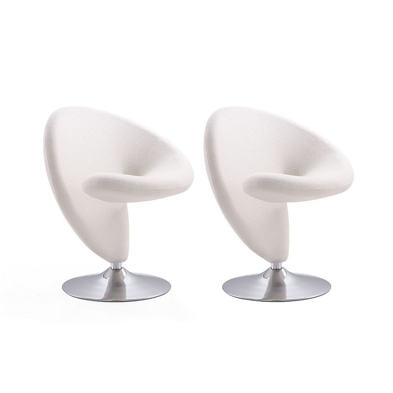 MANHATTAN COMFORT Curl Swivel Accent Chair 2-piece Set, White