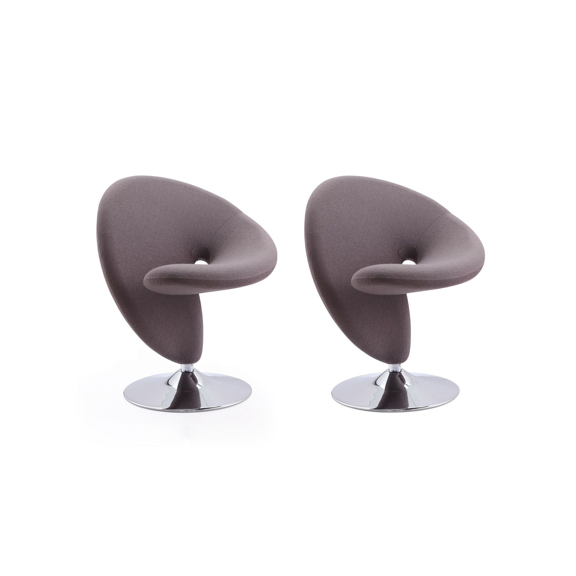 MANHATTAN COMFORT Curl Swivel Accent Chair 2-piece Set, Gray Polished Grey