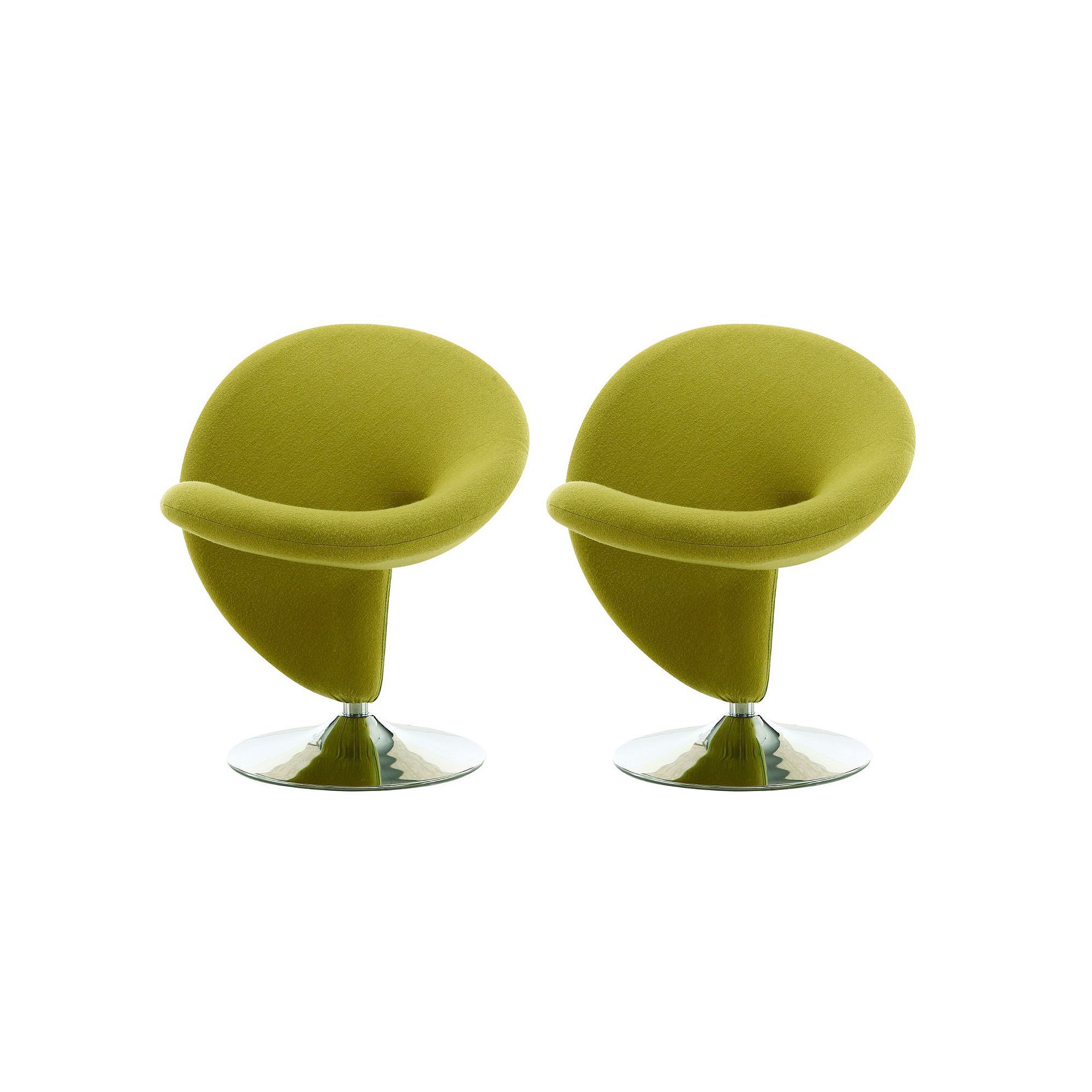 MANHATTAN COMFORT Curl Swivel Accent Chair 2-piece Set, Green Polished Grey