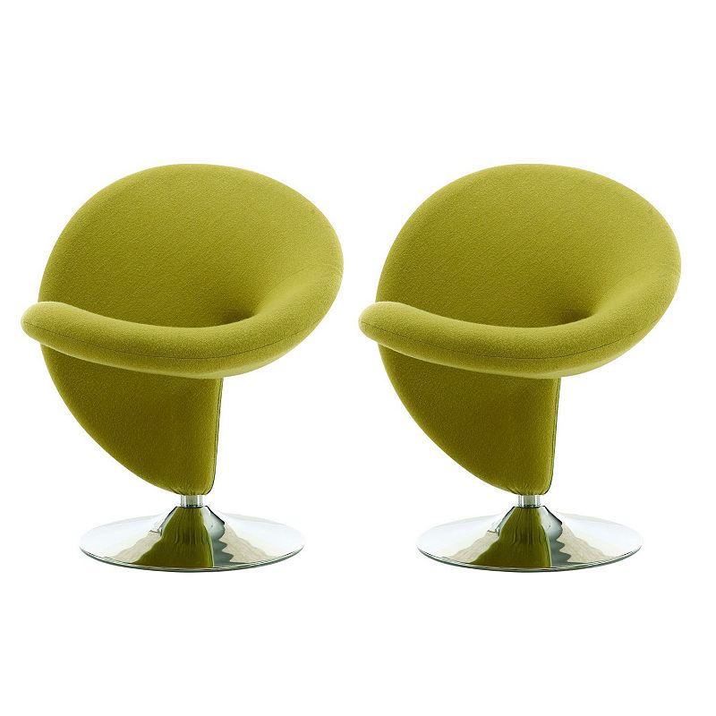 MANHATTAN COMFORT Curl Swivel Accent Chair 2-piece Set, Green