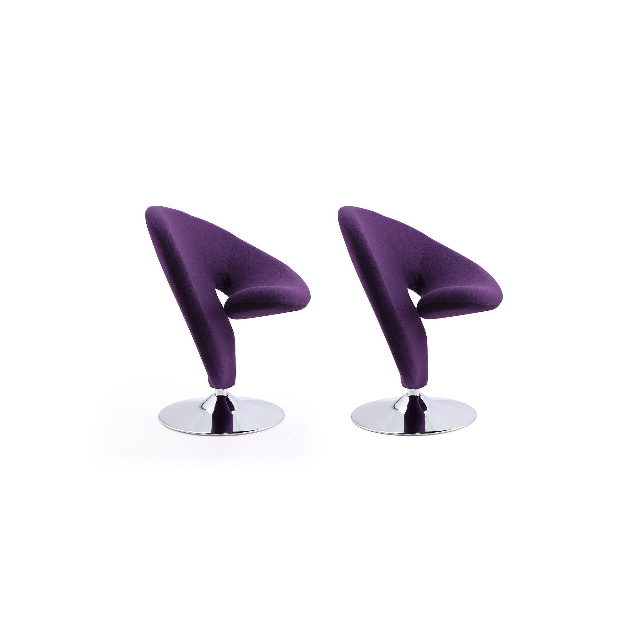 MANHATTAN COMFORT Curl Swivel Accent Chair 2-piece Set, Purple Polished Gre