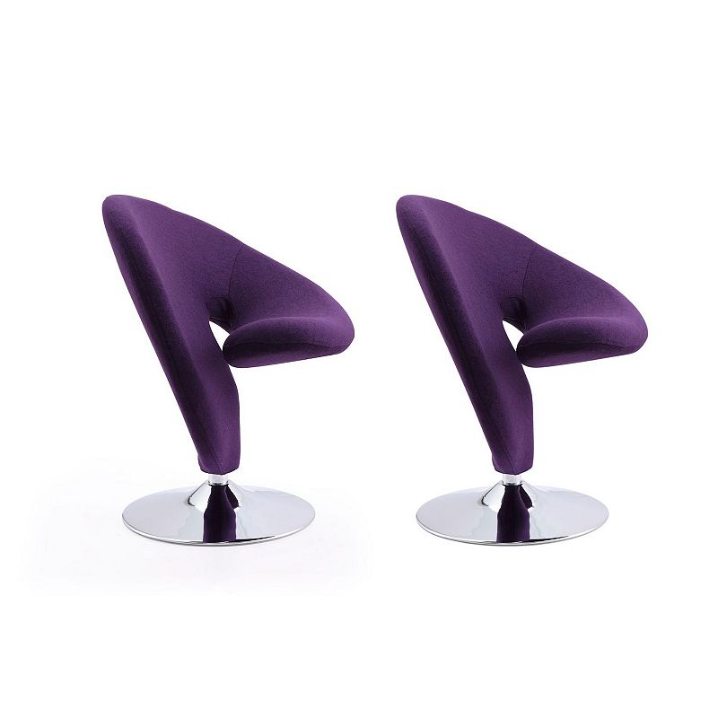 MANHATTAN COMFORT Curl Swivel Accent Chair 2-piece Set, Purple