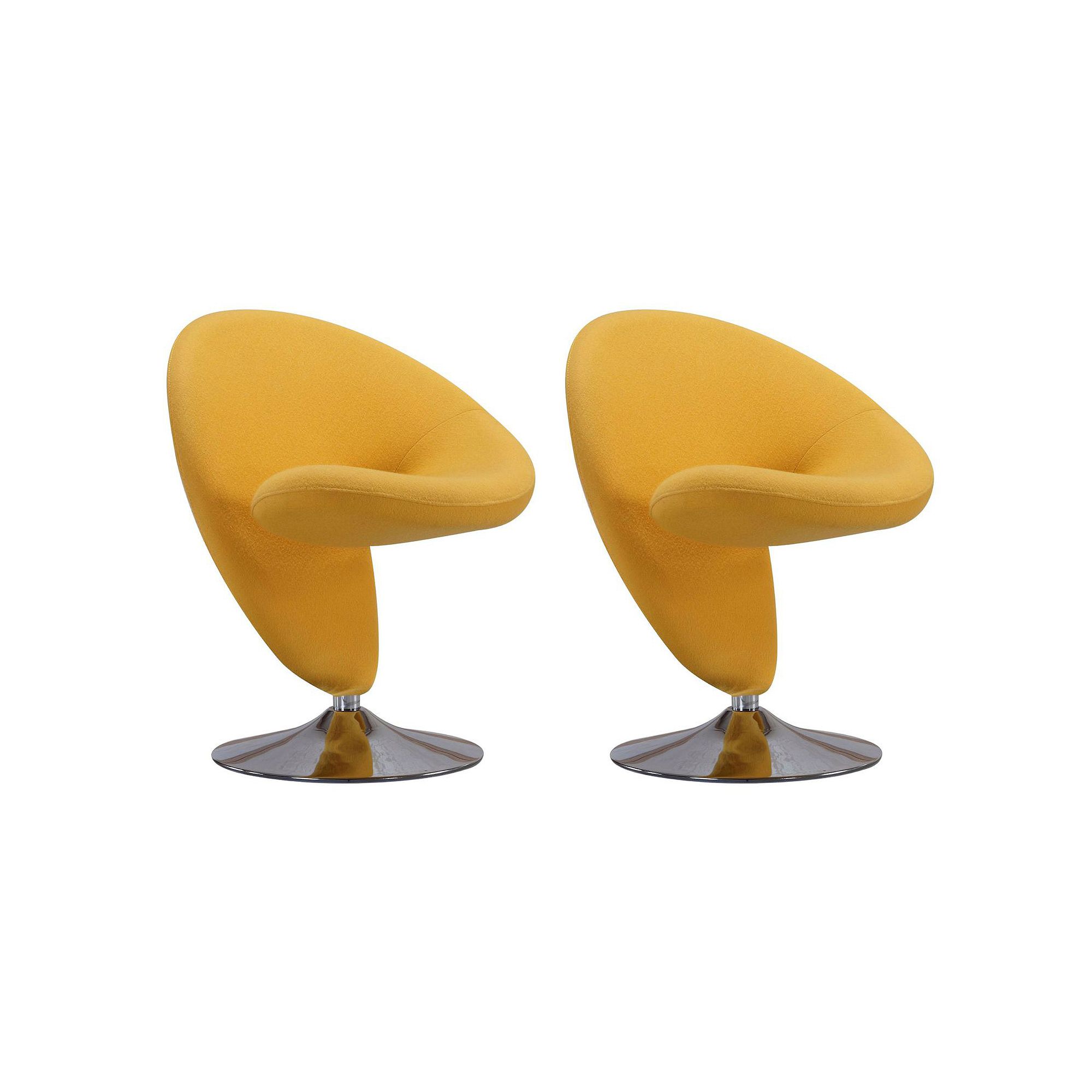 MANHATTAN COMFORT Curl Swivel Accent Chair 2-piece Set, Yellow Polished Gre