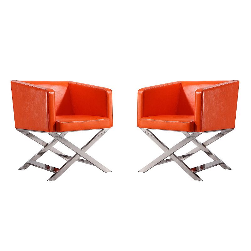 MANHATTAN COMFORT Hollywood Lounge Accent Chair 2-piece Set, Orange