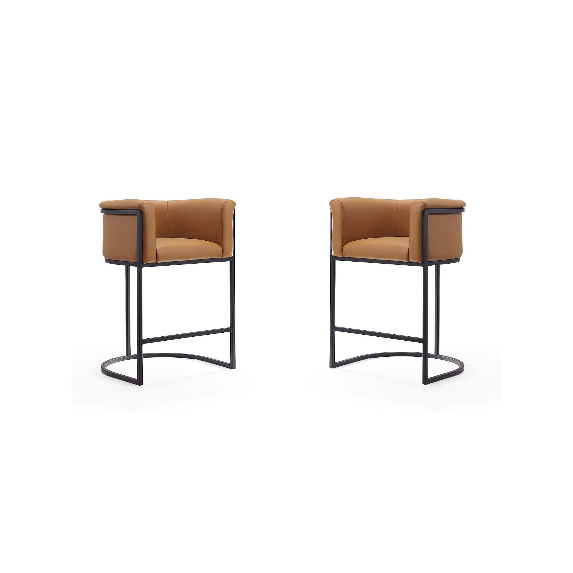 MANHATTAN COMFORT Cosmopolitan Counter Stool 2-piece Set, Camel Black