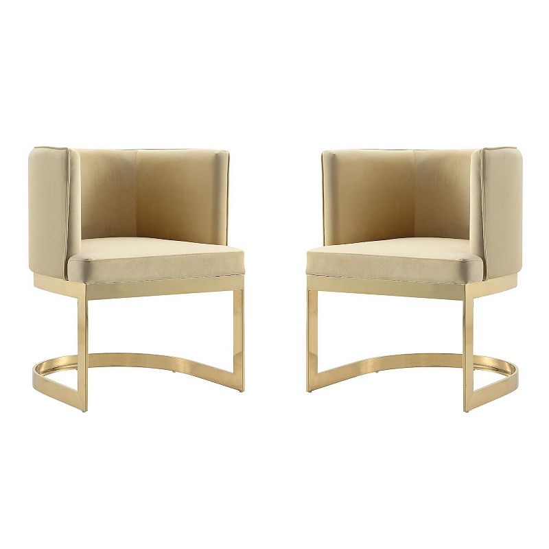 UPC 810077080924 product image for MANHATTAN COMFORT Aura Dining Chair 2-piece Set, Brown Polished Brass | upcitemdb.com