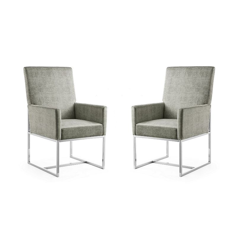 MANHATTAN COMFORT Element Dining Arm Chair 2-piece Set, Grey