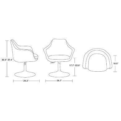 MANHATTAN COMFORT Kinsey Adjustable Height Swivel Accent Chair 2-piece Set