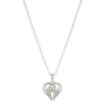 Brilliance Two Tone Preciosa Crystal Heart & Wing Necklace