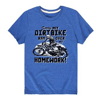 Boys 8-20 My Dirt Bike Homework Graphic Tee