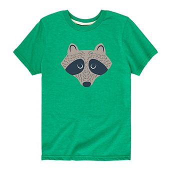 Boys 8-20 Grey Raccoon Face Graphic Tee