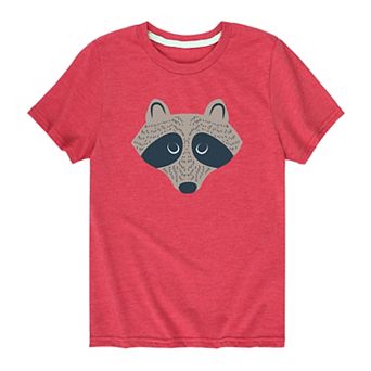 Boys 8-20 Grey Raccoon Face Graphic Tee
