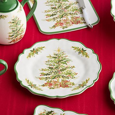 Certified International Holly Tree 4 pc. Dinner Plate Set