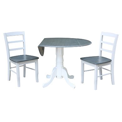 International Concepts Dual Drop Leaf Pedestal Dining Table & Chair 3-piece Set