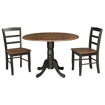 International Concepts Dual Drop Leaf Pedestal Dining Table & Chair 3 pc Set