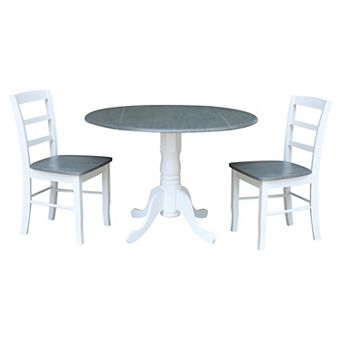 International Concepts Dual Drop Leaf Pedestal Dining Table & Chair 3 pc Set