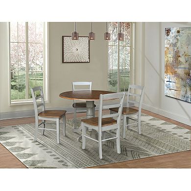 International Concepts Dual Drop Leaf Pedestal Dining Table & Chair 5-piece Set