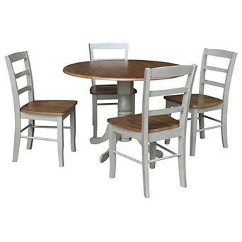 International Concepts Dual Drop Leaf Pedestal Dining Table & Chair 5 pc Set
