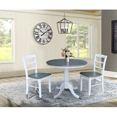 International Concepts Round Leaf Dining Table & Chair 3-piece Set