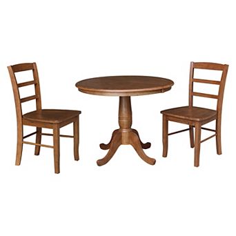 International Concepts Round Leaf Dining Table & Chair 3 pc Set