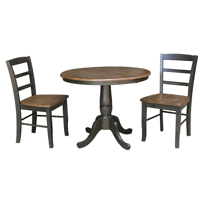 International Concepts Round Leaf Dining Table & Chair 3-piece Set, Multico