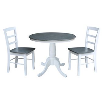 International Concepts Round Leaf Dining Table & Chair 3 pc Set