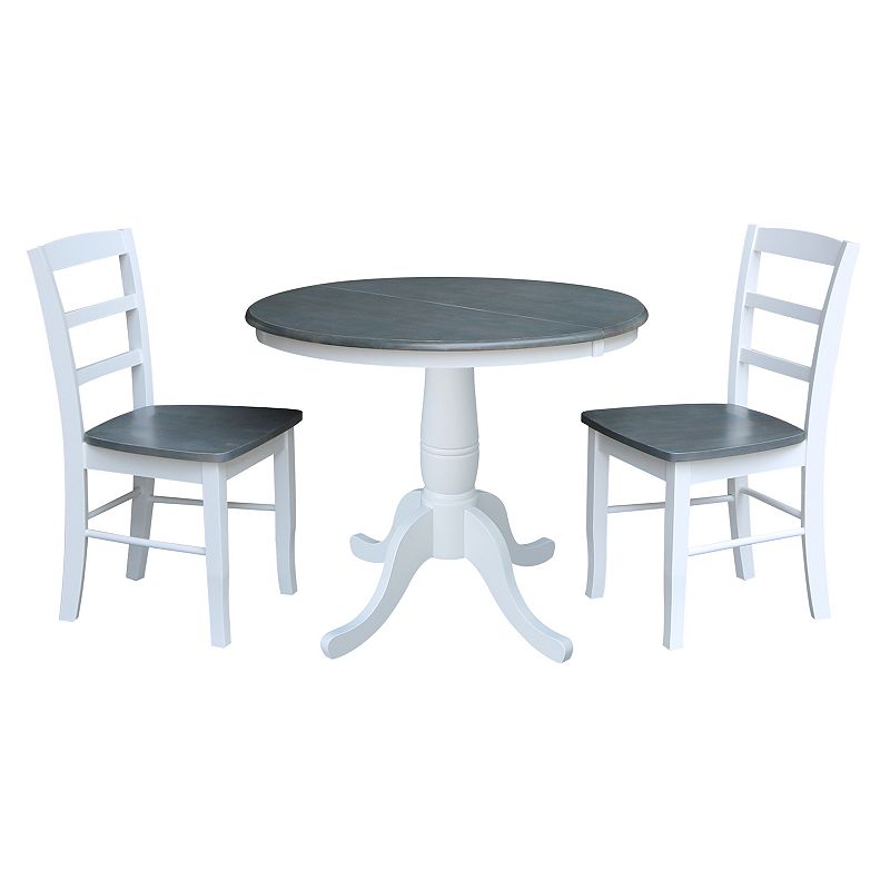 International Concepts Round Leaf Dining Table & Chair 3-piece Set, Multico