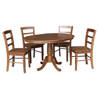 International Concepts Leaf Round Dining Table & Chair 5 pc Set