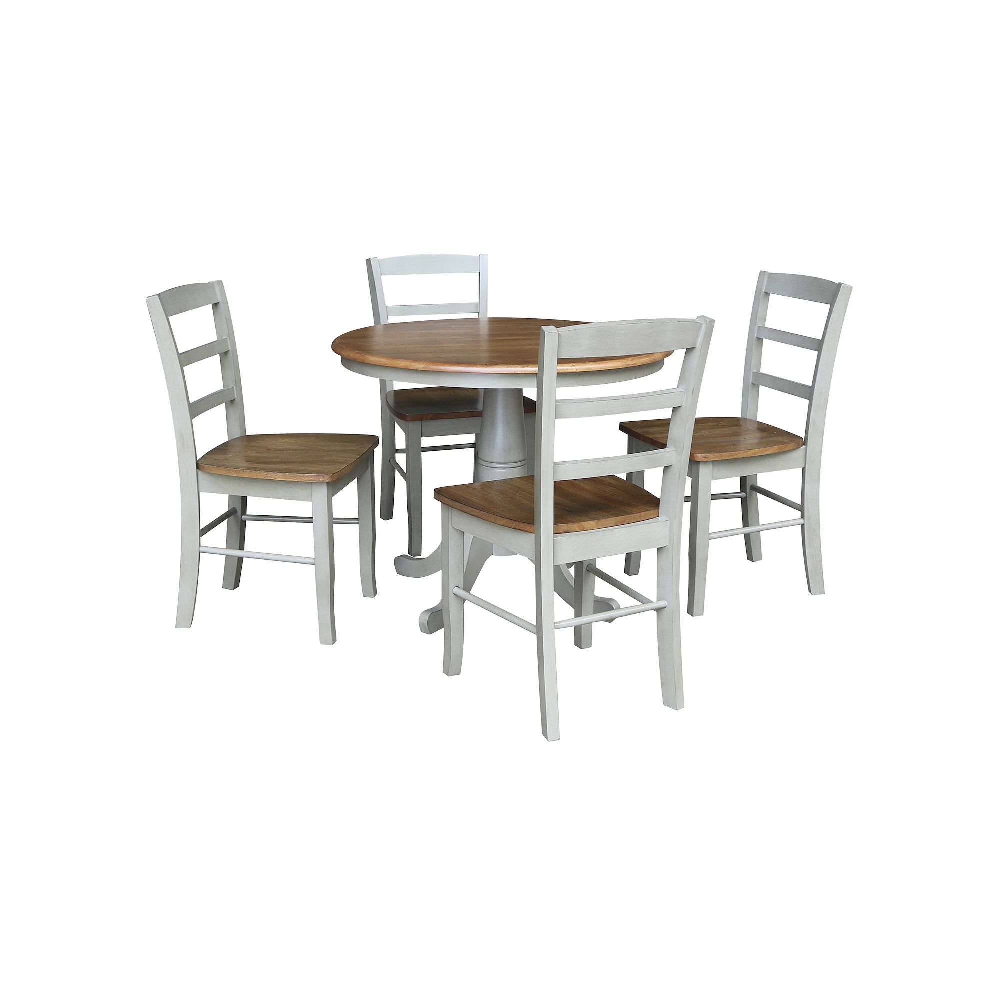 International Concepts Leaf Round Dining Table & Chair 5-piece Set, Distres