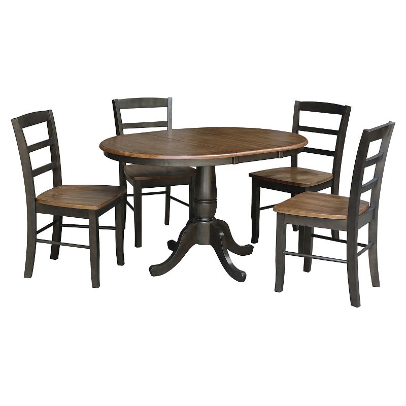 International Concepts Leaf Round Dining Table & Chair 5-piece Set, Multico