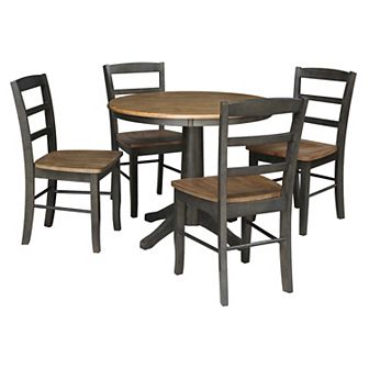 International Concepts Madrid Round Pedestal Dining Table & Chair 5 pc Set