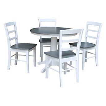 International Concepts Madrid Round Pedestal Dining Table & Chair 5 pc Set