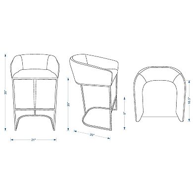 MANHATTAN COMFORT Louvre Counter Stool 3-piece Set