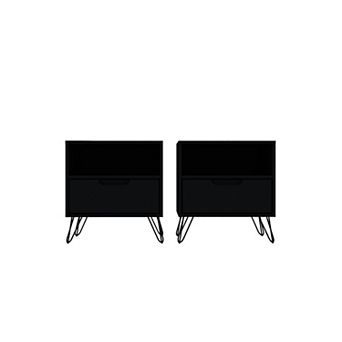 MANHATTAN COMFORT Rockefeller 1.0 Nightstand Table 2 pc Set